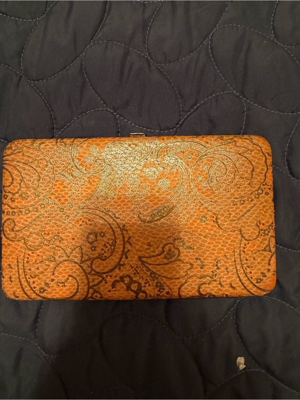 NWOT - Elegant Orange Paisley Embossed Clutch Wallet